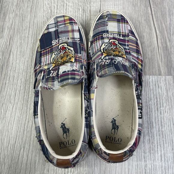 Polo Ralph Lauren Sneakers Keaton Slip On Tiger Plaid Shoes Size 12 Preppy A - Picture 7 of 10